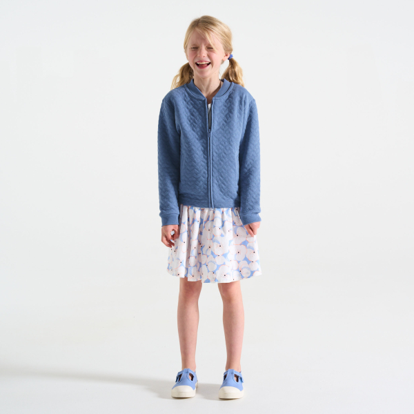 سويت شيرت أزرق مبطن مرسوم عليه قلب للفتيات